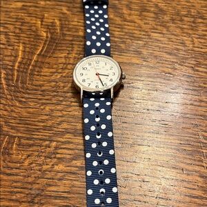 Navy Polka Dot Timex Watch with White Dots